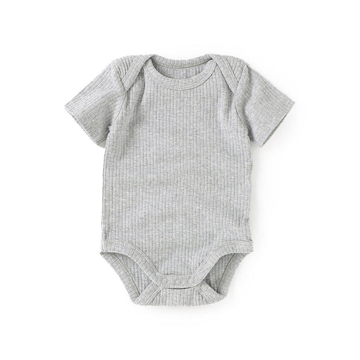 JBØRN Organic Cotton Ribbed Baby Short Sleeve Bodysuit | Personalisable in Ribbed Gray, sold by JBørn Baby Products Shop, Personalizable by JustBørn