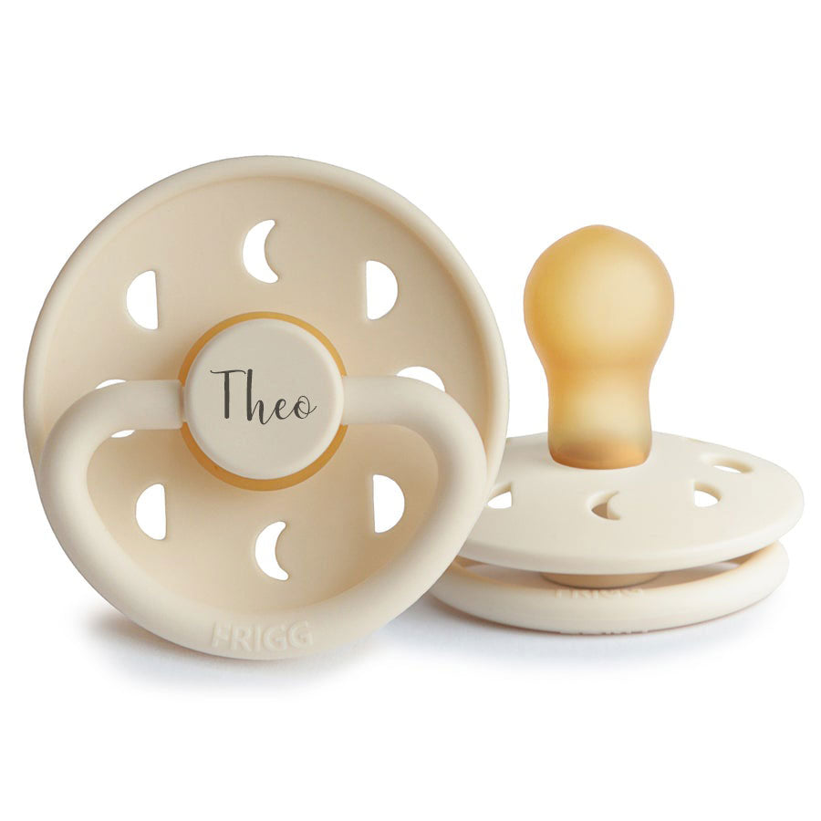 FRIGG Moon Natural Rubber Latex Pacifiers | Personalised in Cream, sold by JBørn Baby Products Shop, Personalizable by JustBørn