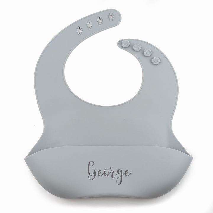 JBØRN Silicone Baby Feeding Bib | Weaning Essentials | Personalisable in Cloud, sold by JBørn Baby Products Shop, Personalizable by JustBørn