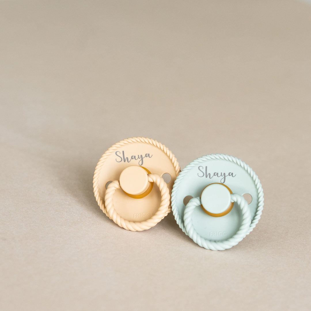 FRIGG Rope Natural Rubber Latex Pacifiers | Personalised in Cream, sold by JBørn Baby Products Shop, Personalizable by JustBørn