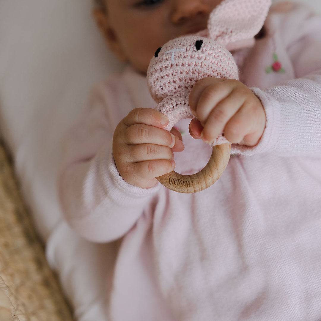 Hochet en crochet pour Bébé personnalisé / Anneau de dentition