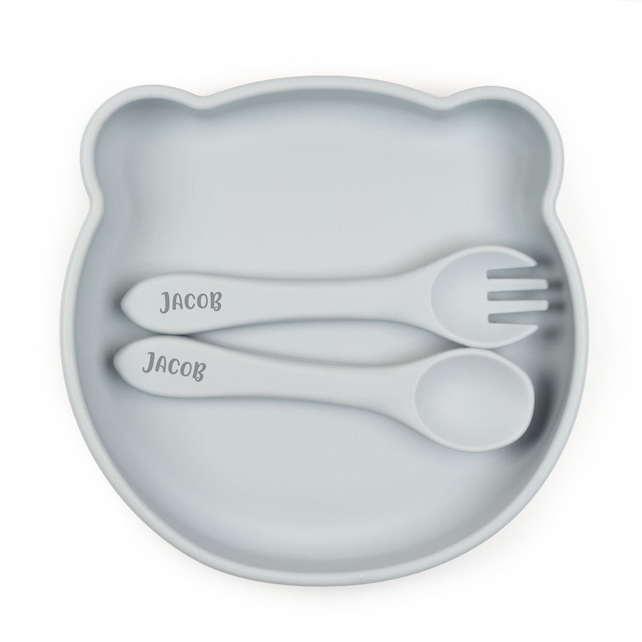 Cloud JBØRN Silicone Plate and Cutlery | Weaning Set | Personalisable by Just Børn sold by JBørn Baby Products Shop
