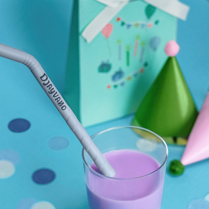 JBØRN Silicone Straws (Bent) x6 with Cleaning Brush | Personalisable in Green Mix, sold by JBørn Baby Products Shop, Personalizable by JustBørn