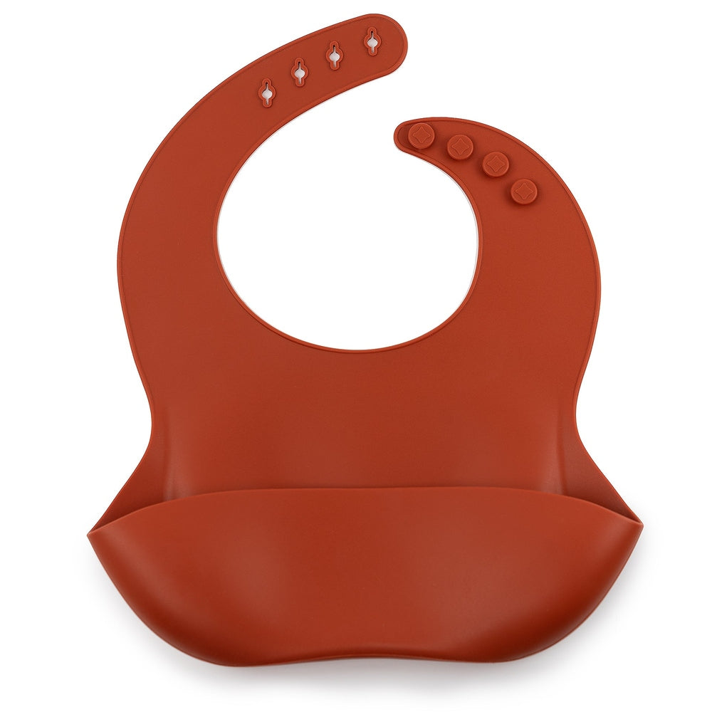 JBØRN Silicone Baby Feeding Bib | Weaning Essentials | Personalisable in Rust, sold by JBørn Baby Products Shop, Personalizable by JustBørn