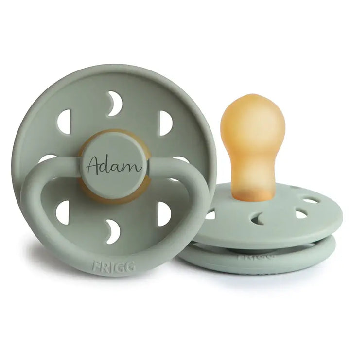 FRIGG Moon Natural Rubber Latex Pacifiers | Personalised in Sage, sold by JBørn Baby Products Shop, Personalizable by JustBørn