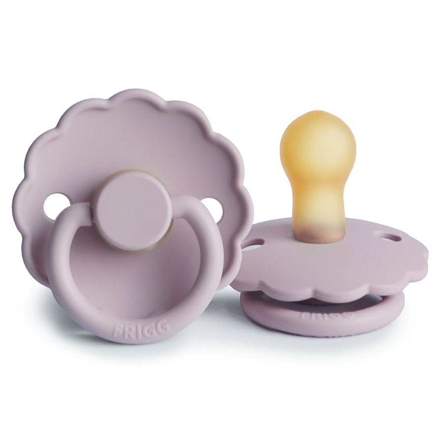 FRIGG Daisy Natural Rubber Latex Pacifier in Soft Lilac, sold by JBørn Baby Products Shop, Personalizable by JustBørn