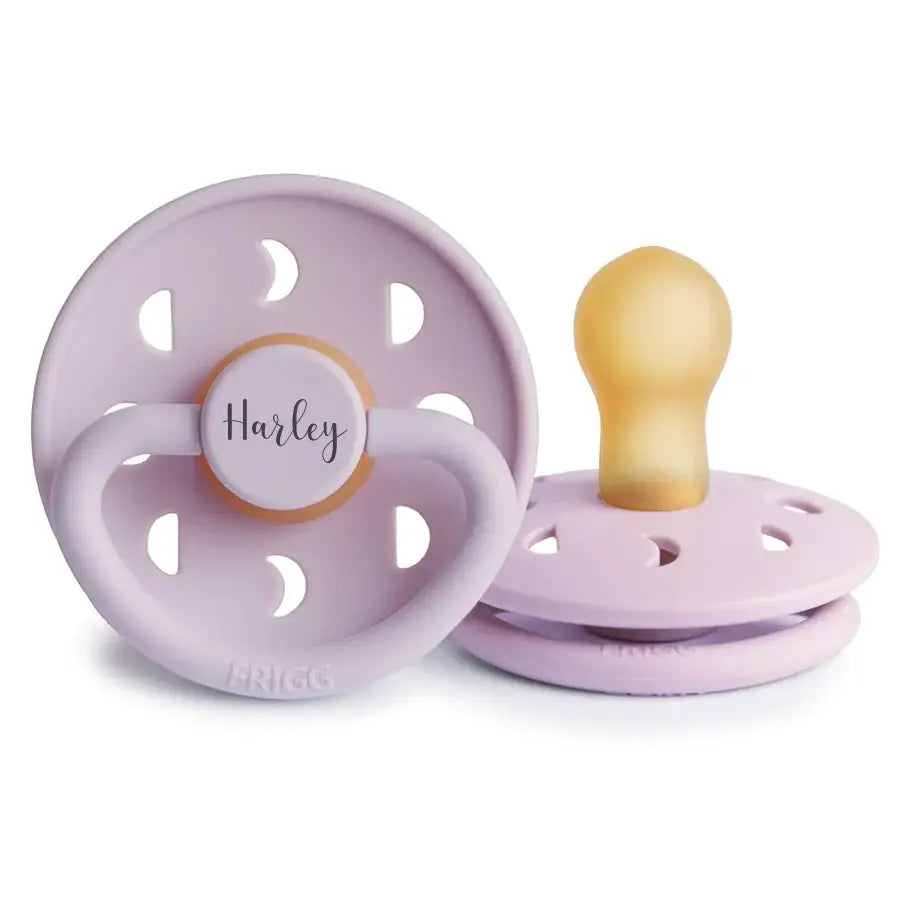 FRIGG Moon Natural Rubber Latex Pacifiers | Personalised in Soft Lilac, sold by JBørn Baby Products Shop, Personalizable by JustBørn