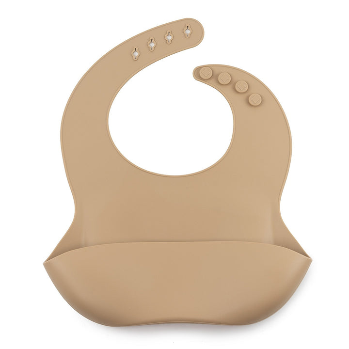 JBØRN Silicone Baby Feeding Bib | Weaning Essentials | Personalisable in Taupe, sold by JBørn Baby Products Shop, Personalizable by JustBørn