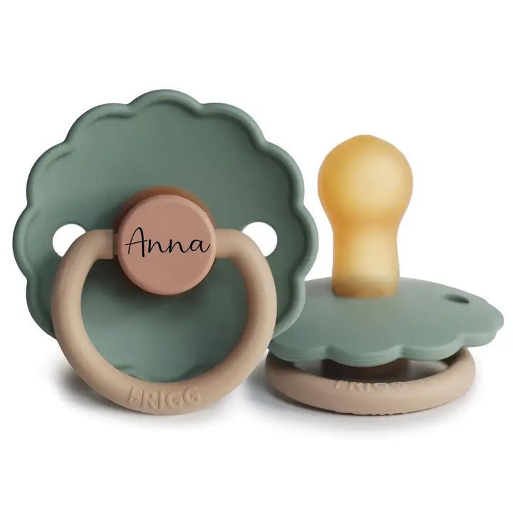 FRIGG Daisy Natural Rubber Latex Pacifier | Personalised in Willow, sold by JBørn Baby Products Shop, Personalizable by JustBørn