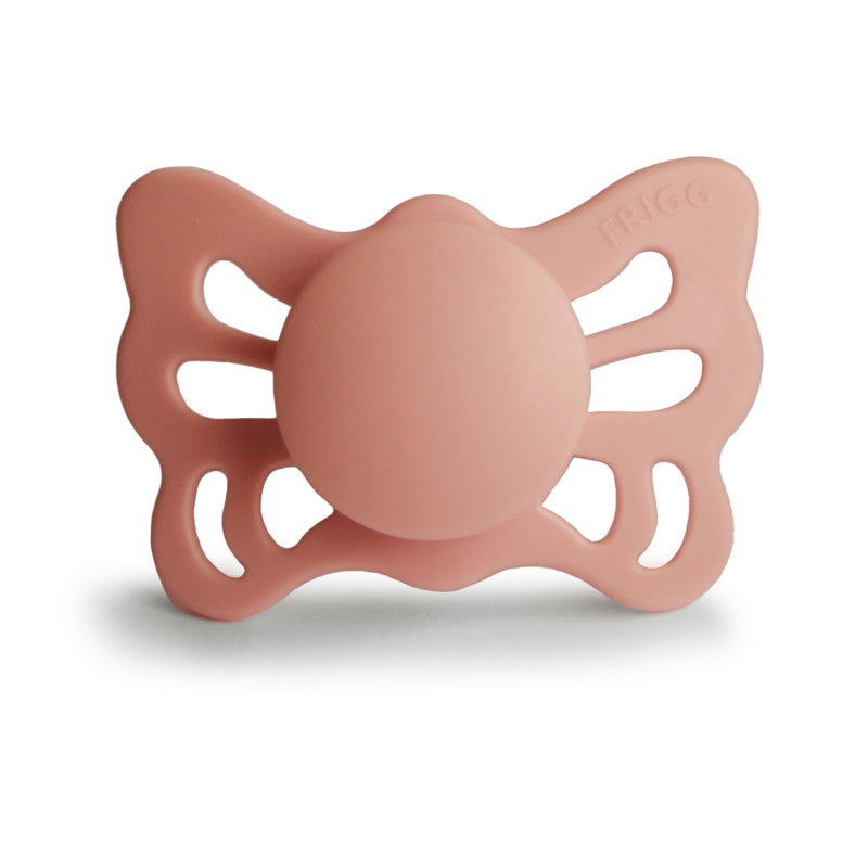 FRIGG Butterfly Anatomical Silicone Pacifiers in Pretty Peach, sold by JBørn Baby Products Shop, Personalizable by JustBørn