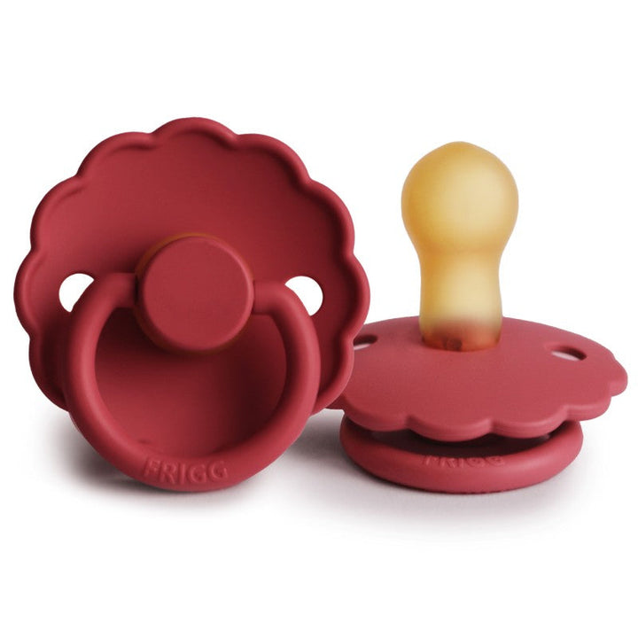 FRIGG Daisy Natural Rubber Latex Pacifier in Scarlet, sold by JBørn Baby Products Shop, Personalizable by JustBørn