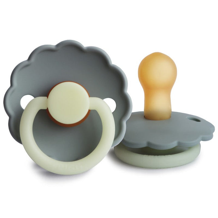 FRIGG Daisy Natural Rubber Latex Pacifier in French Gray Night Glow, sold by JBørn Baby Products Shop, Personalizable by JustBørn