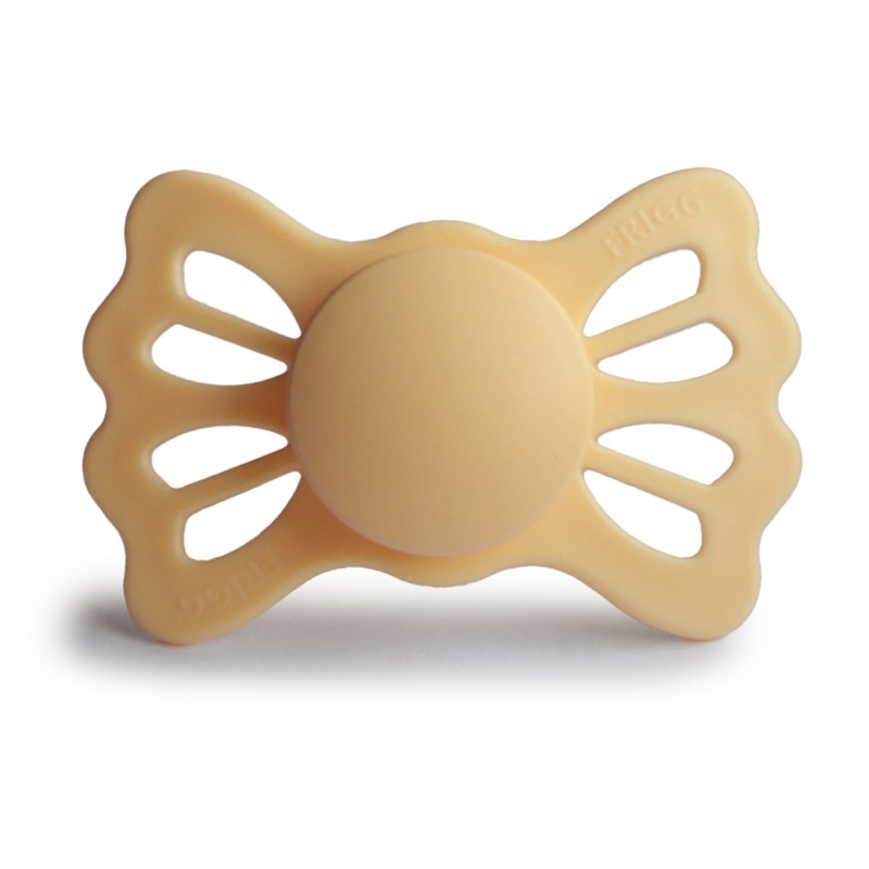 FRIGG Lucky Symmetrical Silicone Pacifiers in Pale Daffodil, sold by JBørn Baby Products Shop, Personalizable by JustBørn