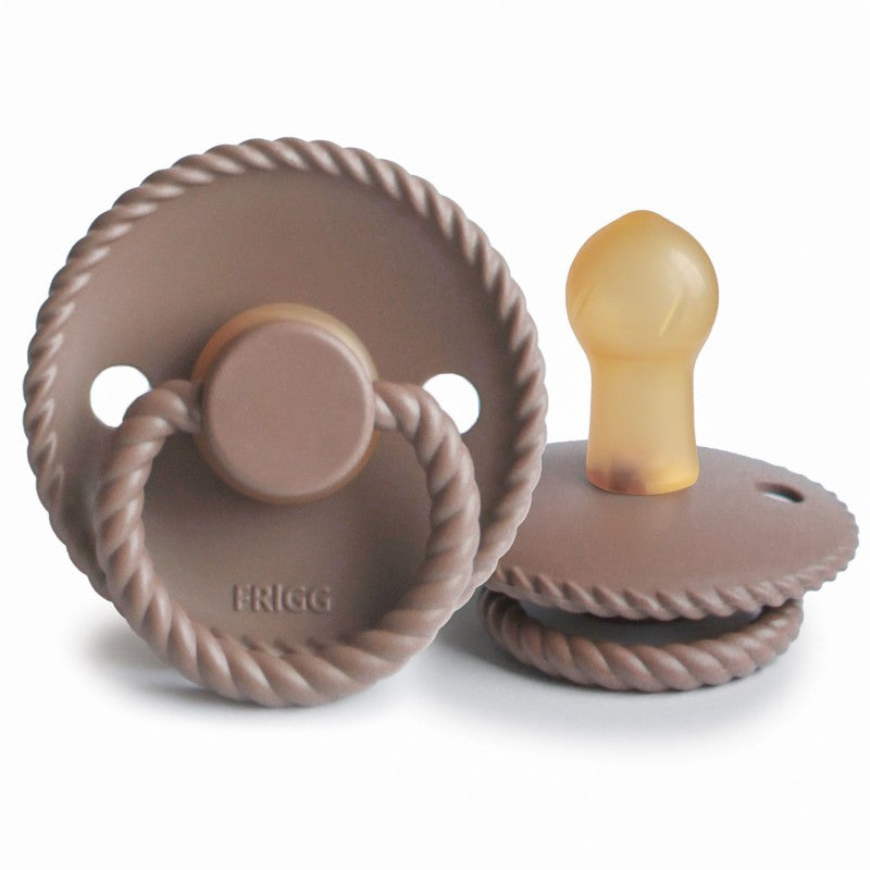 FRIGG Rope Natural Rubber Latex Pacifiers in Sepia, sold by JBørn Baby Products Shop, Personalizable by JustBørn