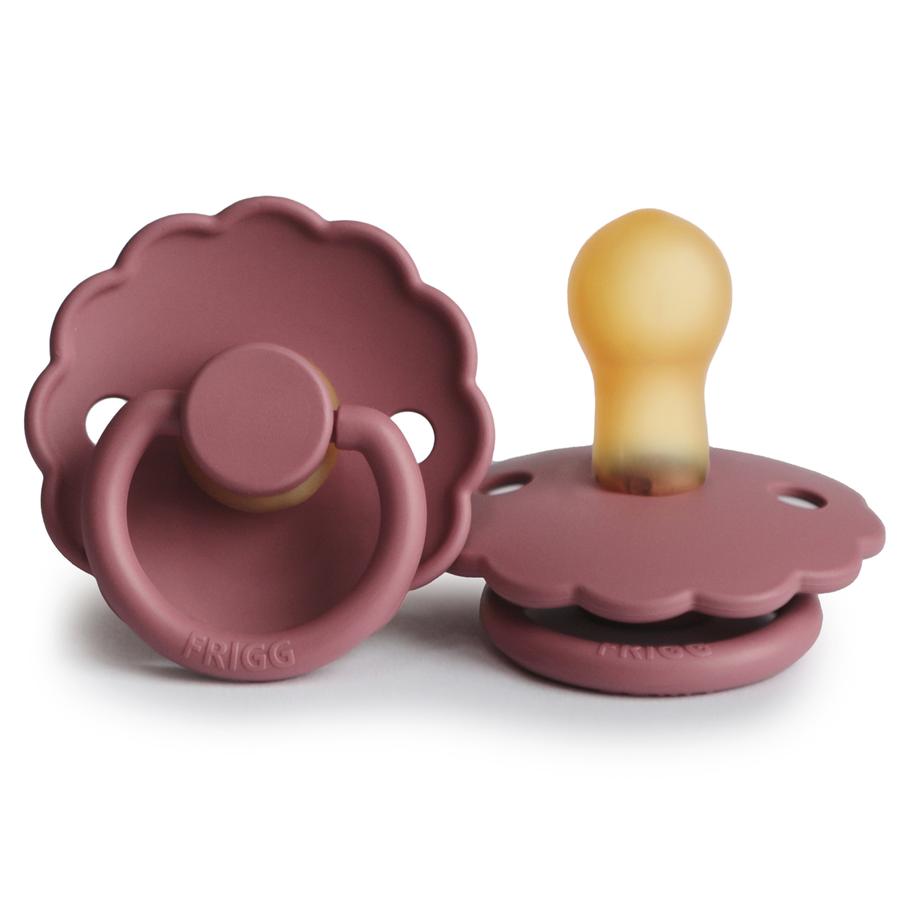 FRIGG Daisy Natural Rubber Latex Pacifier in Dusty Rose, sold by JBørn Baby Products Shop, Personalizable by JustBørn