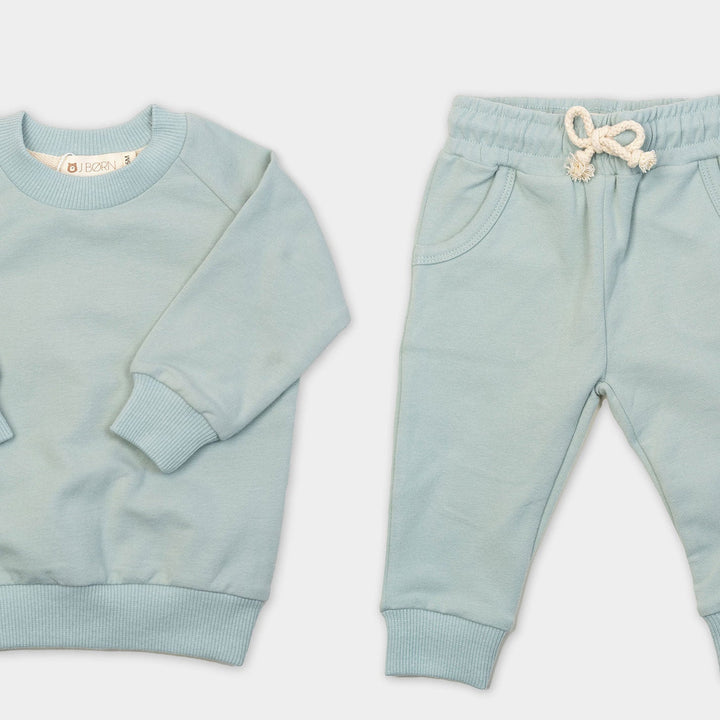 JBØRN Organic Cotton Baby Sweater & Joggers Set | Personalisable in Mint, sold by JBørn Baby Products Shop, Personalizable by JustBørn