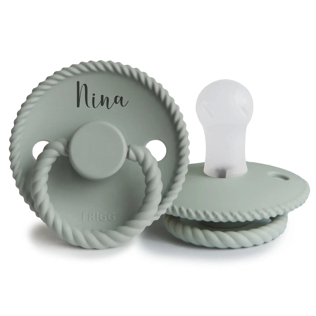 Sage FRIGG Rope Silicone Pacifiers | Personalised by FRIGG sold by JBørn Baby Products Shop