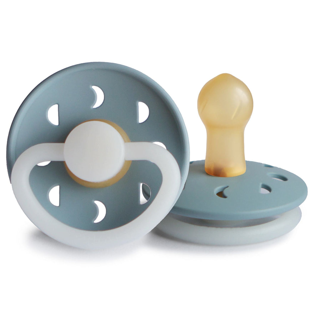 Stone Blue Night Glow FRIGG Moon Natural Rubber Latex Pacifier by FRIGG sold by JBørn Baby Products Shop