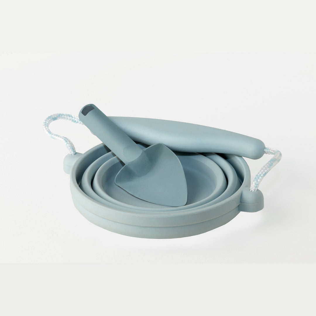 Scrunch Seedling Pot and Trowel | Personalisable in Baby Blue, sold by JBørn Baby Products Shop, Personalizable by JustBørn