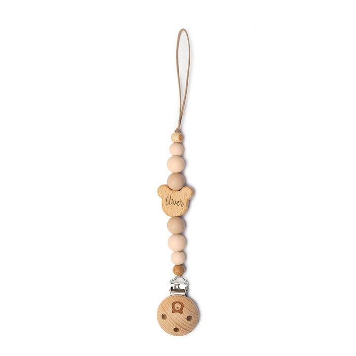 JBØRN MICKEY Pacifier Clip | Personalisable in Beige, sold by JBørn Baby Products Shop, Personalizable by JustBørn